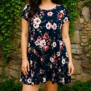 WILDE Floral Jersey Knit Tunic/Mini Dress, S